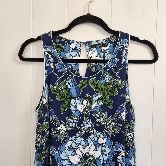 Massimo Dutti Blue Floral Sleeveless Midi Dress Summer Dressy Luxury Size 6 - Picture 4 of 12